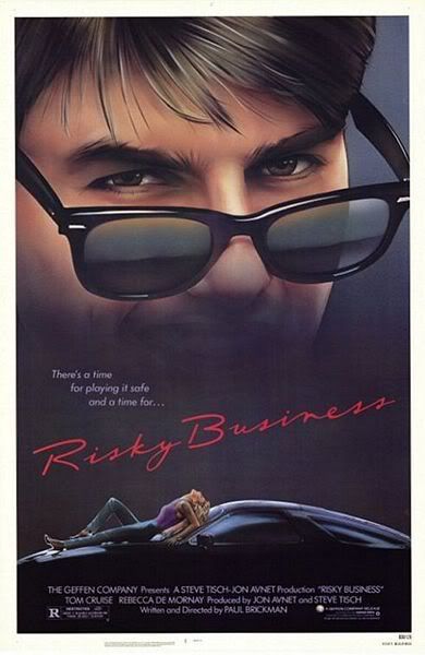Risky Business Movie with Tom Cruise wearing Wayfarer Sunglasses