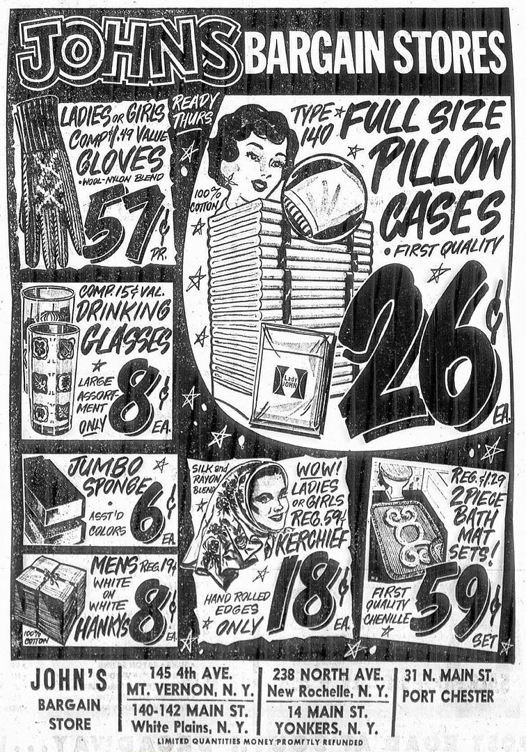 Old Ads John's Bargain Stores 14 Main St.; 24 Main St. SoYo Sunset