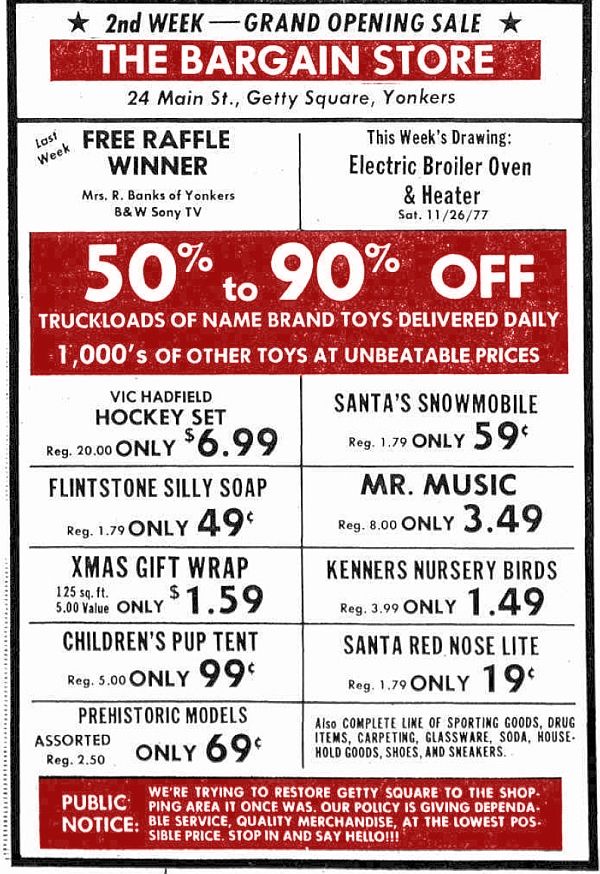 Old Ads John's Bargain Stores 14 Main St.; 24 Main St. in SoYo