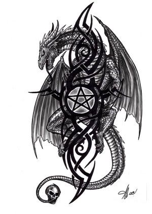 Wiccan Tattoos on Dragon Tribal Tattoo By Alecan Jpg Wiccan