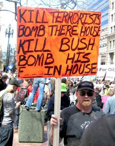 Protestor says Kill Bush Pictures, Images and Photos
