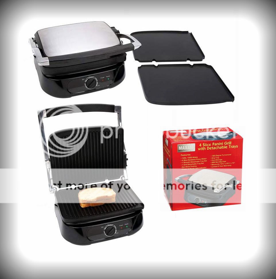  Slice Panini Grill Sandwich Maker Detachable Trays Shipping Included