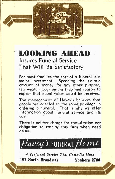 Old Ads -- Havey's Funeral Home -- 107 N. B'way in SoYo Snaps Forum