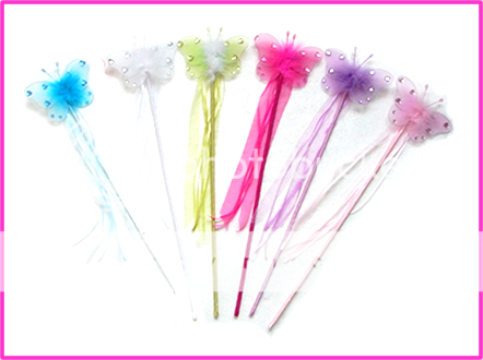 12 Butterfly Fairy Pixie Wands Costume Favor Wands  