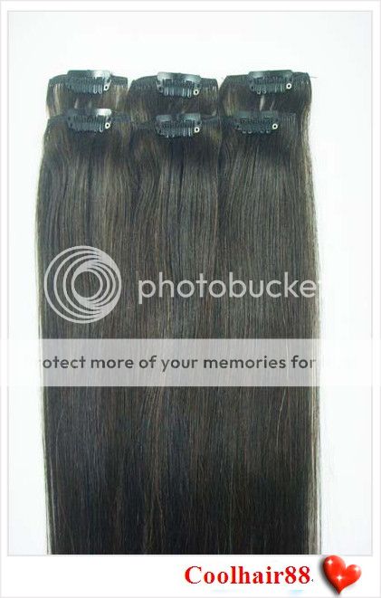 20 6Pcs HUMAN HAIR CLIP IN EXTENSION #1b 30g&12 Wide  