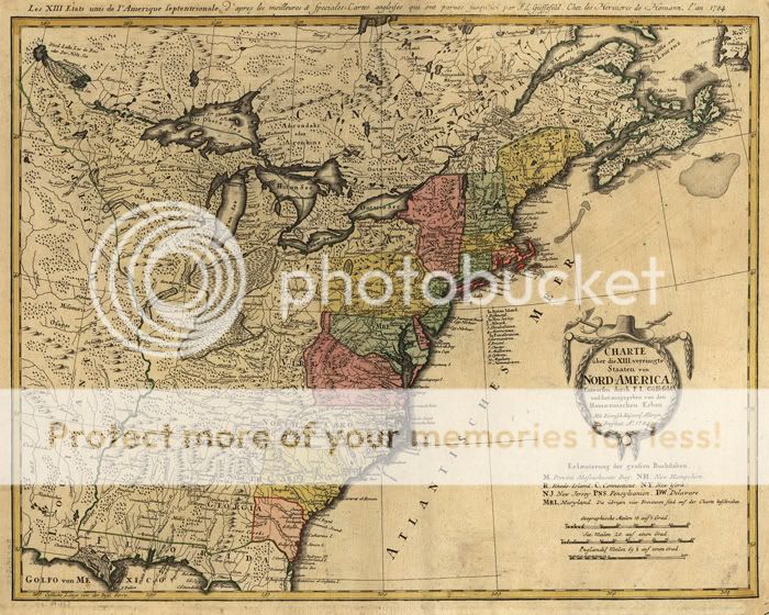 1784 North America New United States Old Antique Map  